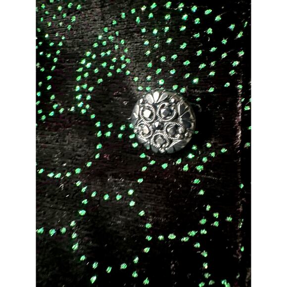 Scott McClintock Sportswear Black Velvet Green Glitter Womens Blazer Size 10 VTG - Picture 2 of 10